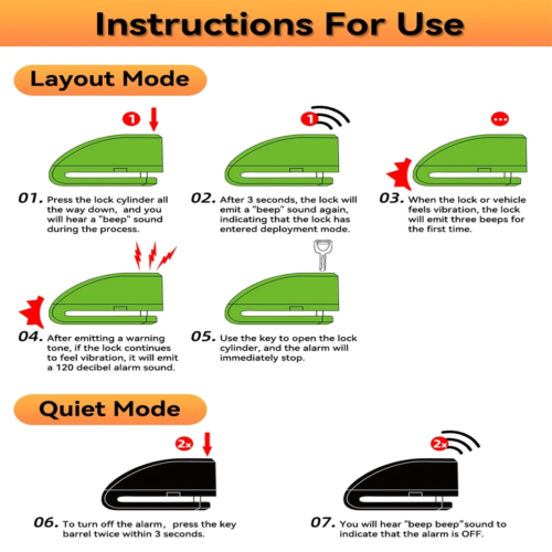 waterproof motorcycle alarm disc brake lock with 110db anti theft protection for scooters and bikes - Image 4