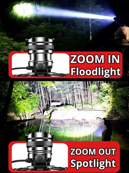 1000w white laser head torch with sensor and zoom rechargeable headlamp for outdoor adventures - Image 7
