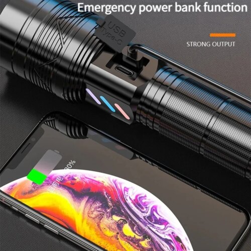 800 watt led headlight 10000000 lumen rechargeable flashlight with smart display for outdoor adventures - Image 4
