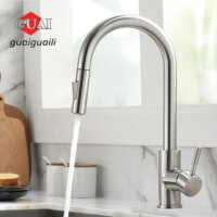 sleek silver pull out kitchen faucet single hole basin tap for modern bathroom sinks