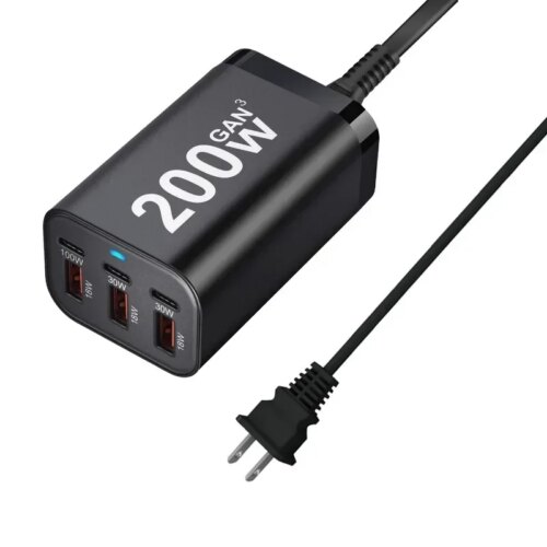 high-speed 200w 6-port usb c power adapter for samsung galaxy s23 s22 s21 charging