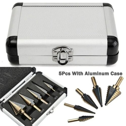 5 piece step drill bit set for wood drilling with multiple sizes and high carbon steel - Image 5