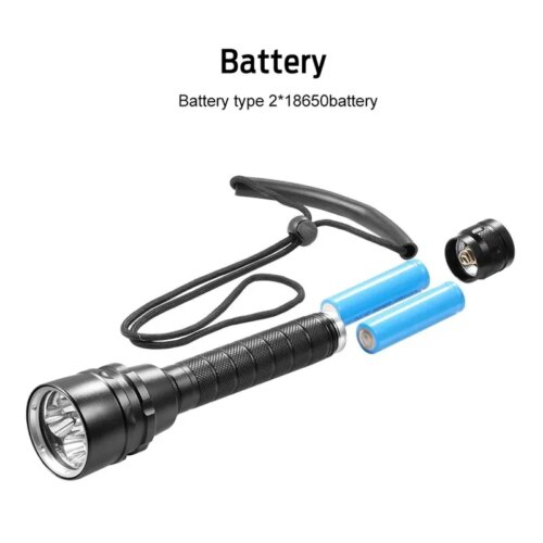 powerful led diving flashlight 8000lm waterproof underwater torch with 18650 battery support - Image 4