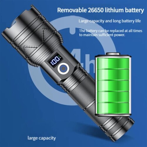 800 watt led headlight 10000000 lumen rechargeable flashlight with smart display for outdoor adventures - Image 6