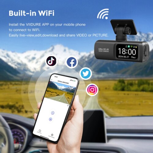 4k 1080p dual channel dash cam with gps wifi and 24h parking monitor features 170° view angle - Image 6