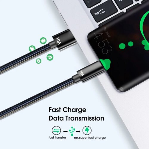 super fast charging type c data cable 120w 10a durable nylon braid usb c wire for samsung and xiaomi - Image 3
