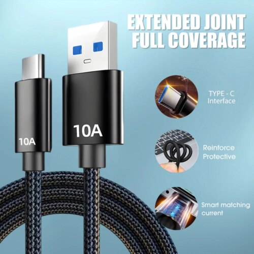 super fast charging type c data cable 120w 10a durable nylon braid usb c wire for samsung and xiaomi - Image 4