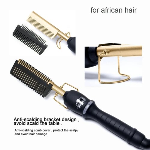 hot comb straightener for wigs and african hair with rapid heat adjustable temperature and 360° swivel cord - Image 4