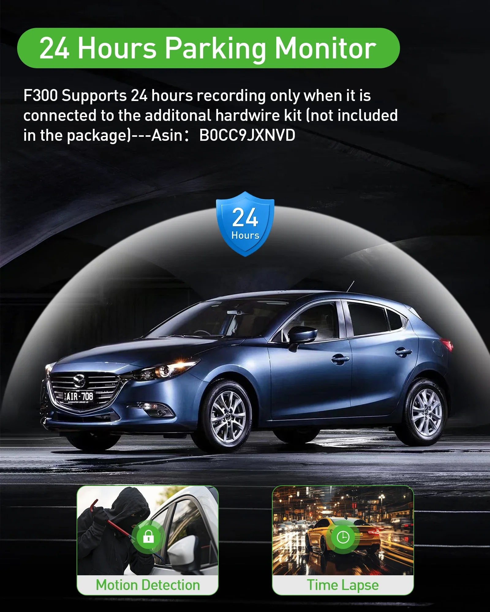 three channel dash cam video recorder with rear view and 24 hour parking monitor essential car accessory - Image 6