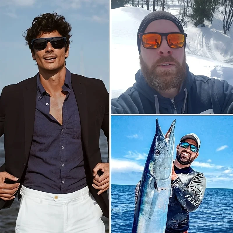 3PCS Fantasy cool classic polarized square fashion glasses for men and women outdoor sports party vacation travel driving fish - Image 6