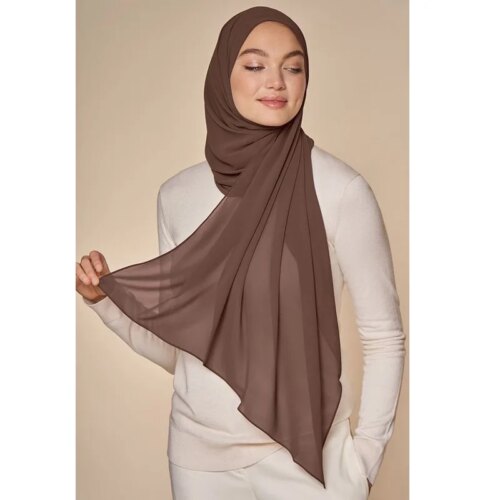 long chiffon hijab scarf for women versatile solid color head wrap perfect for all seasons - Image 5