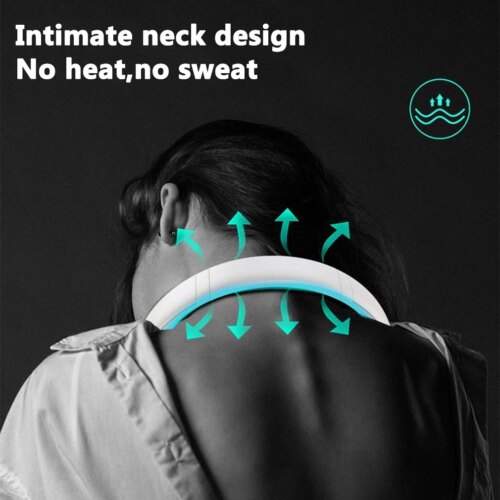 portable mini neck fan bladeless rechargeable air cooler with three speeds for summer sports - Image 3