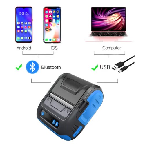 compact 80mm wireless bluetooth thermal receipt printer for labels and stickers portable design - Image 4