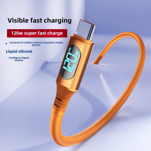 120w usb c to type c fast charging cable for samsung iphone macbook xiaomi with led indicator - Image 3