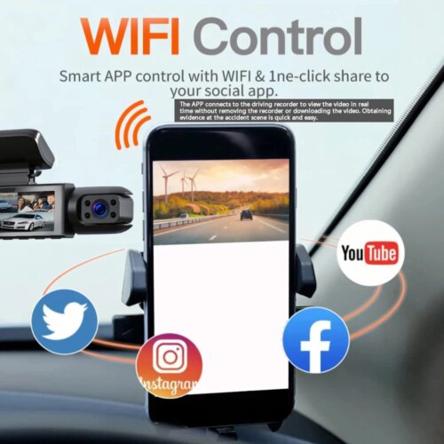 dual lens 1080p car dvr dash cam with wifi dual camera and parking monitor system - Image 4