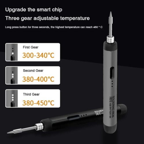 usb digital soldering iron adjustable temperature 300 to 450 degrees portable rechargeable tool with type c interface - Image 3