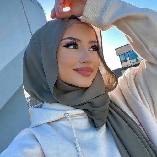 long chiffon hijab scarf for women versatile solid color head wrap perfect for all seasons - Image 4