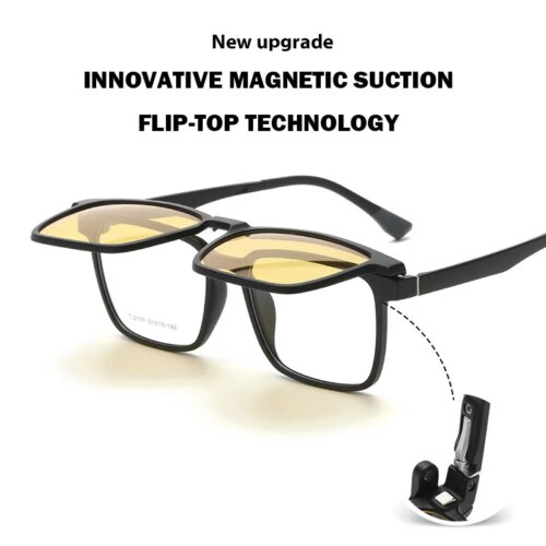 flip up magnetic clip on polarized prescription glasses for men and women with night vision functionality - Image 4
