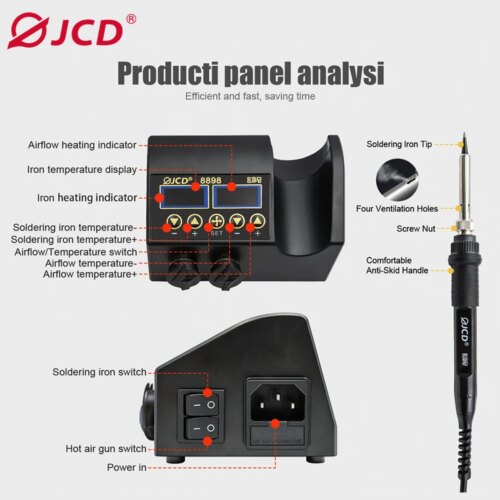 adjustable temperature soldering station with 750w hot air gun for bga ic repair tools - Image 3