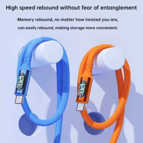 120w usb c to type c fast charging cable for samsung iphone macbook xiaomi with led indicator - Image 7