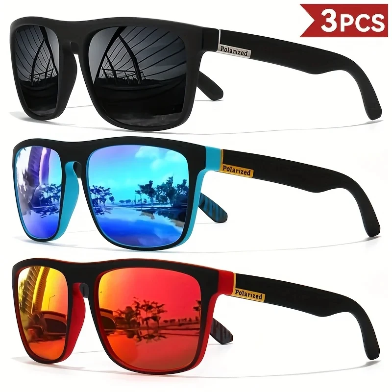3PCS Fantasy cool classic polarized square fashion glasses for men and women outdoor sports party vacation travel driving fish - Image 5
