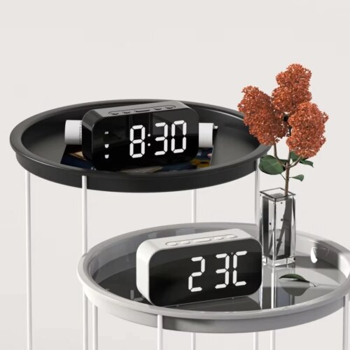 Smart Alarm Clock Led Digital Mute Screen Mirror Temperature 2 Alarm Time Charging Battery Desktop Multifunction Brightness - Image 5