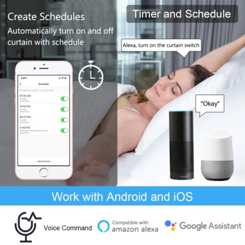 smart wi-fi curtain switch for electric roller blinds control with voice assistance and app support - Image 5